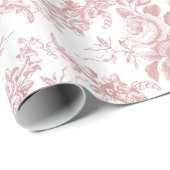 Elegant gegraveerd Roze en Witte Floral Toile Cadeaupapier (Rol Hoek)