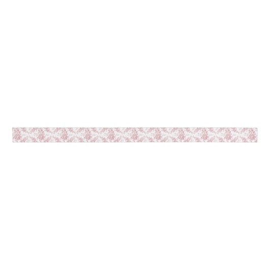 Elegant gegraveerd Roze en Witte Floral Toile Grosgrain Lint (Voorkant)