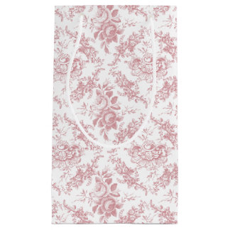 Elegant gegraveerd Roze en Witte Floral Toile Klein Cadeauzakje