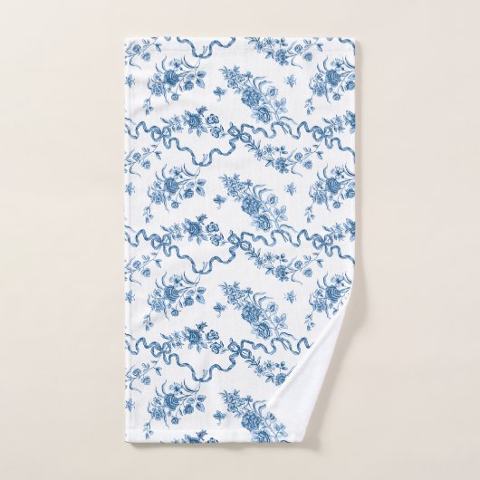 Elegant  gegraveerde blauwe Rozen en linten Bad Handdoek (Handdoek)