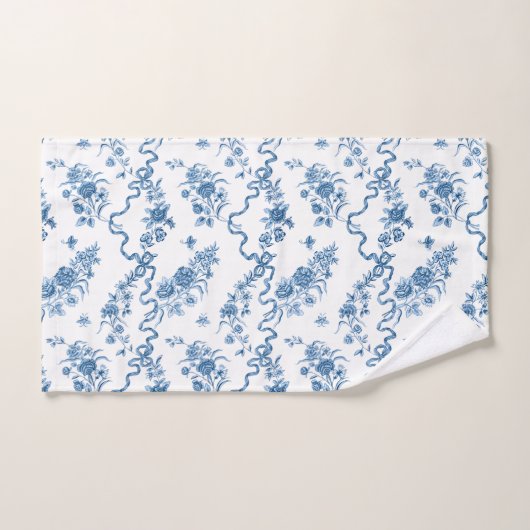 Elegant  gegraveerde blauwe Rozen en linten Bad Handdoek (Handdoek)