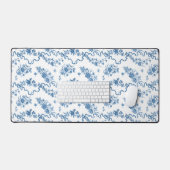 Elegant  gegraveerde blauwe Rozen en linten Bureaumat (Keyboard & Muis)