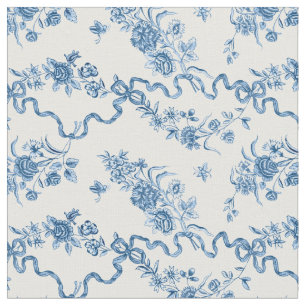 Elegant gegraveerde blauwe Rozen en linten Stof