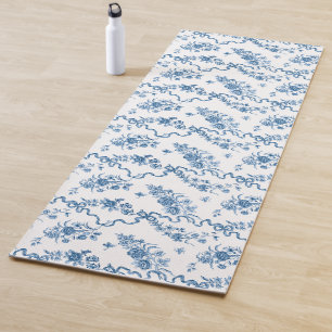 Elegant gegraveerde blauwe Rozen en linten Yogamat