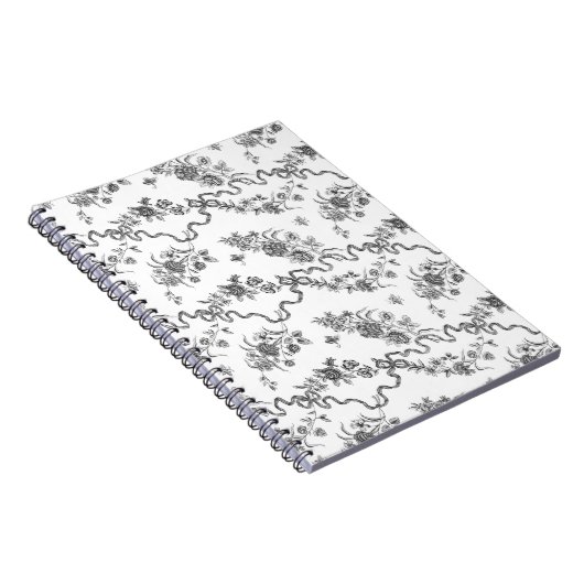 Elegant  gegraveerde zwarte Rozen en linten Notitieboek (Rechterzijde)