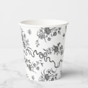 Elegant gegraveerde zwarte Rozen en linten Papieren Bekers