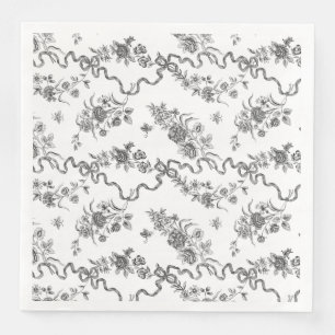 Elegant  gegraveerde zwarte Rozen en linten Servet