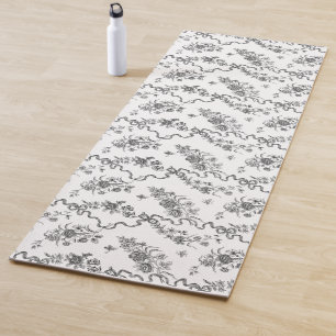 Elegant gegraveerde zwarte Rozen en linten Yogamat