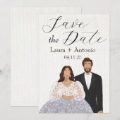 Elegant geïllustreerd Spaans paar Save The Date (Voorkant / Achterkant)