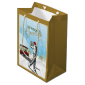 Elegant geïnspireerd golfkerst medium cadeauzakje (Voorkant Gekanteld)