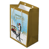 Elegant geïnspireerd golfkerst medium cadeauzakje (Achterkant Gekanteld)