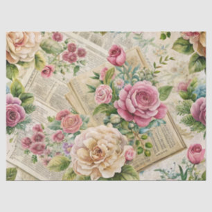 Elegant geïnspireerd roze bloemenweefsel papier