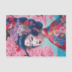 Elegant Geisha en Cherry Blossom tissuepapier