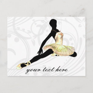 elegant gekleed ballerina in ivoor briefkaart