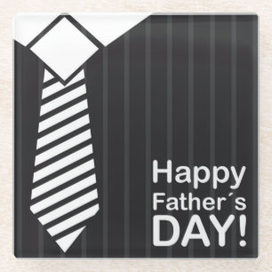 Elegant gekleed met vrolijke vaders dag wens glazen onderzetter