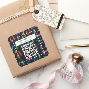 Elegant gekleurd feathers Uw Logo Slogan Vierkante Sticker