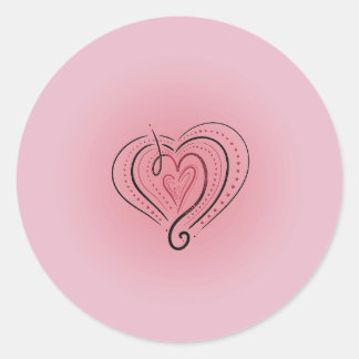 Elegant gelaagd zwart en rood hart op roze Sticker
