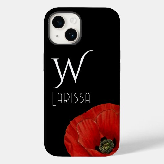 Elegant gelapte rode papaver op zwart Case-Mate iPhone case (Achterkant)
