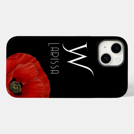 Elegant gelapte rode papaver op zwart Case-Mate iPhone case (Achterkant (horizontaal))