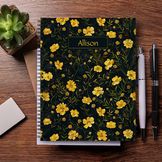 Elegant gele boterbloem patroon notitieboek