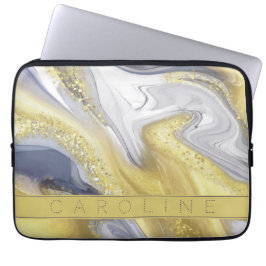 Elegant gele en grijze goudkleurige goudkleur laptop sleeve
