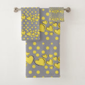 Elegant gele en grijze harten en pooldots bad handdoek (Insitu)
