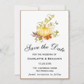 Elegant gele Waterverf pompoen sparen de datum Save The Date (Voorkant)