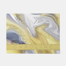 Elegant Gellow Grijs Goud Marmer Effect Name Deurmat