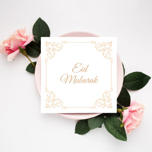 Elegant Gelukkig Eid Mubarak Goud Vintage Viering Feestdagenkaart
