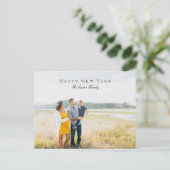 Elegant Gelukkig Nieuwjaar Script Foto Zwangerscha Feestdagenkaart (Staand voorkant)