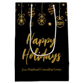 Elegant Gelukkig Nieuwjaar Zwart Goud Aangepast Be Medium Cadeauzakje (Achterkant)