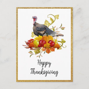 Elegant Gelukkig Thanksgiving met Gouden Glitters Briefkaart
