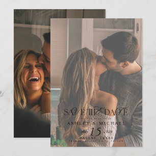 Elegant gemengd zwart type 2-fotohuwelijk save the date