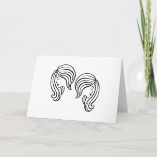 Elegant Gemini Zodiac Sign Modern Line Art Kaart