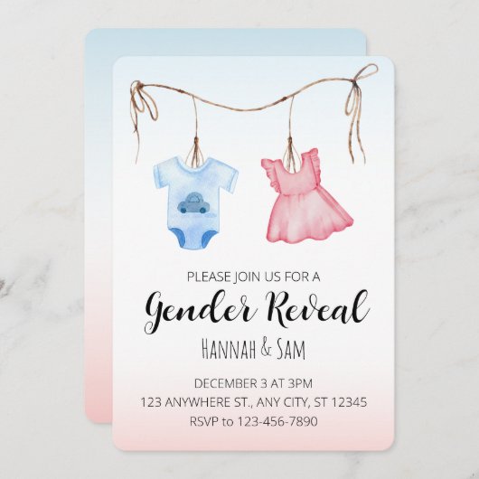 Elegant Gender Reopenbaart partijuitnodiging Kaart (Voorkant / Achterkant)