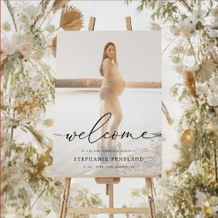 Elegant genderneutraal foto Baby shower welkom Poster