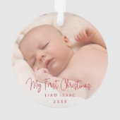 Élégant Genre Neutre Photo Bébé Premier Noël (dos)