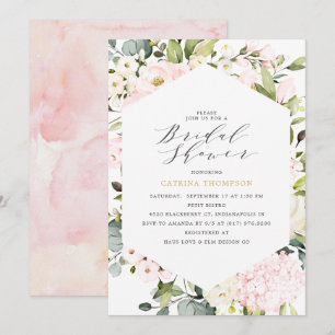 Elegant Geometric Blush Floral Vrijgezellenfeest Kaart