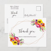 Elegant Geometric Bright Floral Wedding Dank je Briefkaart (Voorkant / Achterkant)