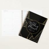 Elegant Geometric Gold en Folie Stripes Wedding Planner (Display)