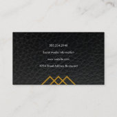 Elegant Geometric Gold Lines Simple Leather Visitekaartje (Achterkant)