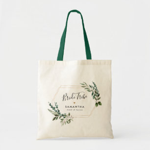 Elegant Geometric Greenery leveert Bridal Party Tote Bag