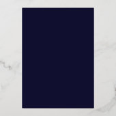 Elegant geometric lijst navy blue script bruiloft folie uitnodiging (Achterkant)