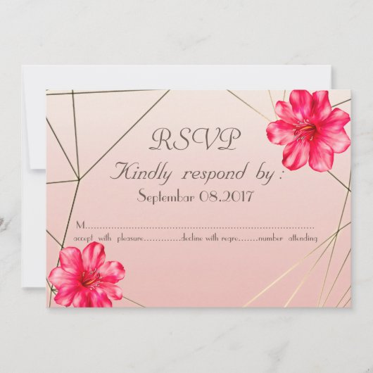 Elegant Geometric Magnolia RSVP Kaart (Voorkant)
