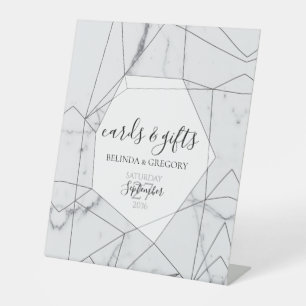 Elegant Geometric Marble Wedding Cards Gifts Reclamebord Met Voetstuk