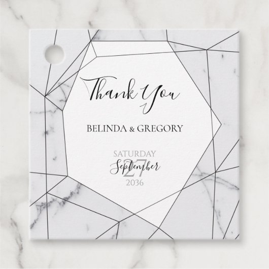Elegant Geometric Marble Wedding Gift Bedankjes Labels (Voorkant)