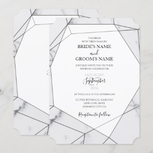 Elegant Geometric Marble Wedding Invitations Kaart