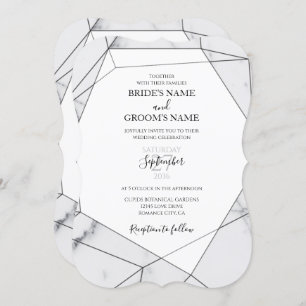 Elegant Geometric Marble Wedding Invitations Kaart