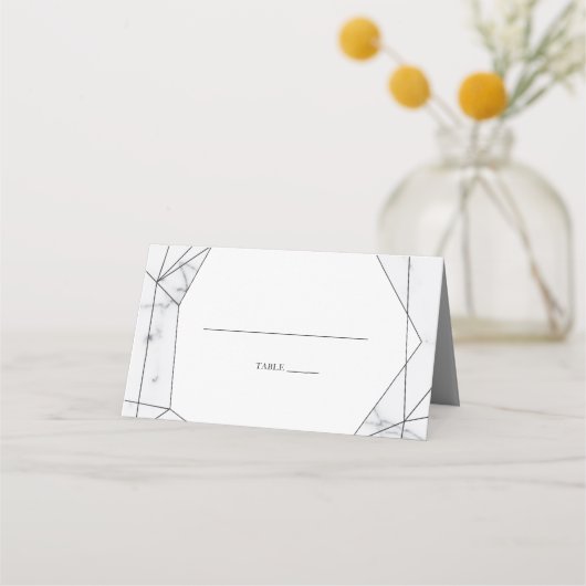 Elegant Geometric Marble Wedding Place Card (Voorkant)