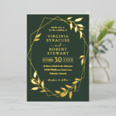 Elegant Geometric Modern Royal Dark Green Wedding Folie Uitnodiging (Staand Voorkant)